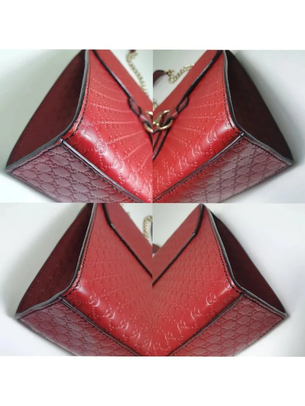 Authentic Gucci Emily Microguccissima Red Leather Chain Shoulder Bag - Picture 5 of 12